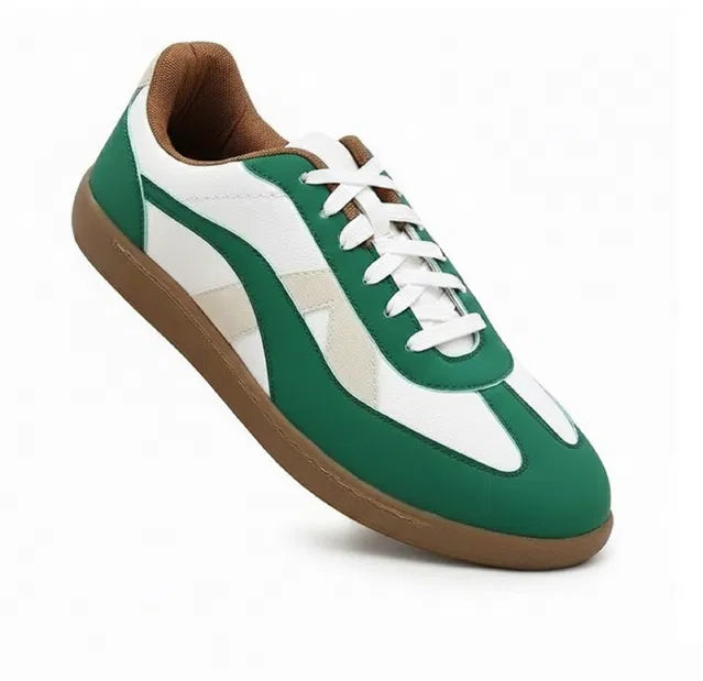 Green men's casual shoes by 1889, designed for sports and running, featuring comfortable and stylish footwear for boys and men.