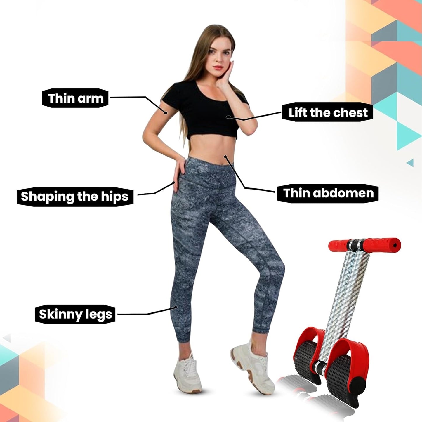 Red and black 19226 double spring tummy trimmer for men and women, ideal for abs workouts, waist slimming, and belly exercises.