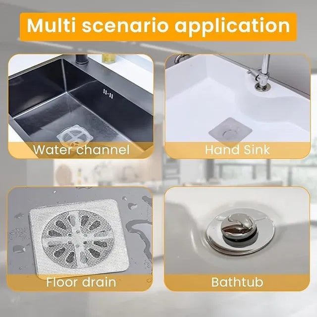 20-pack disposable shower drain hair catchers by 19357, waterproof mesh stickers for bathroom drain protection and hair trapping.