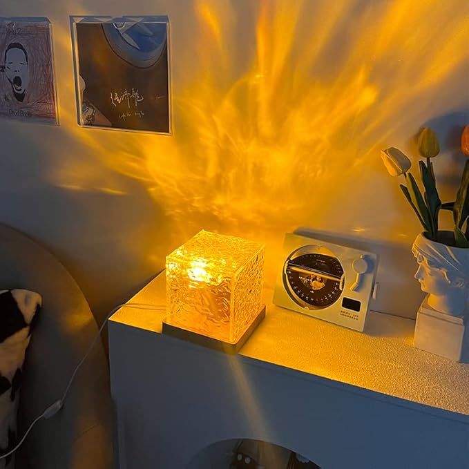 Wave Lamp by 19357, LED wave light cube with aurora glow, crystal night light for romantic room decor and kids' bedroom lighting.