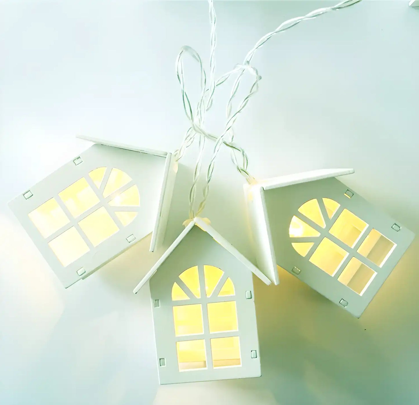 White home string lights for Diwali decorations, featuring elegant LED bulbs perfect for festive lighting.