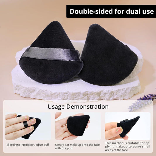 Triangle Powder Puffs for face powder and loose makeup, featuring soft, plush material for smooth application by 19378.