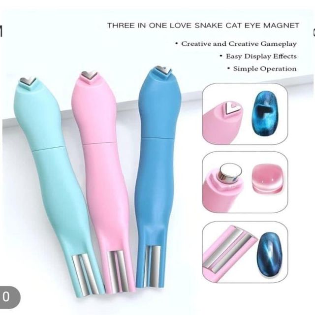 Set of two 3-in-1 cat eye nail magnets from 19378, versatile tools for creating magnetic nail art effects.