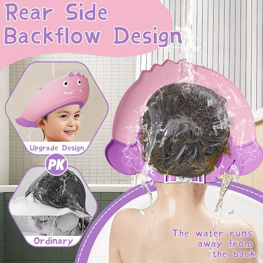 Multicolor soft adjustable shower cap for toddlers, kids, and babies, designed for safe shampoo and bathing protection.