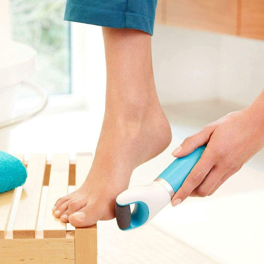 Wukusy electronic dry foot file with roller for callous removal, battery-powered electric foot care device for smooth, soft feet.