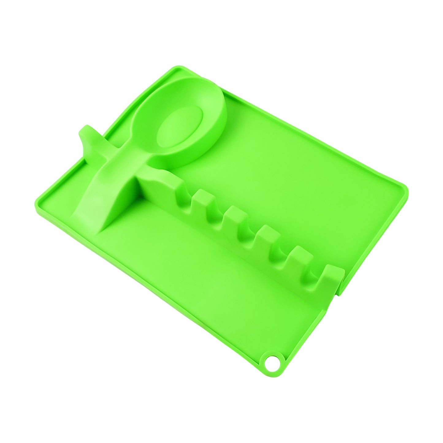 Wukusy 4-slots silicone multifunctional spoon holder and spatula rack for kitchen countertop organization.