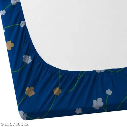 Super soft glace cotton fitted bedsheet with elastic edges and two pillow covers, designed for double beds, size 72x78 inches.
