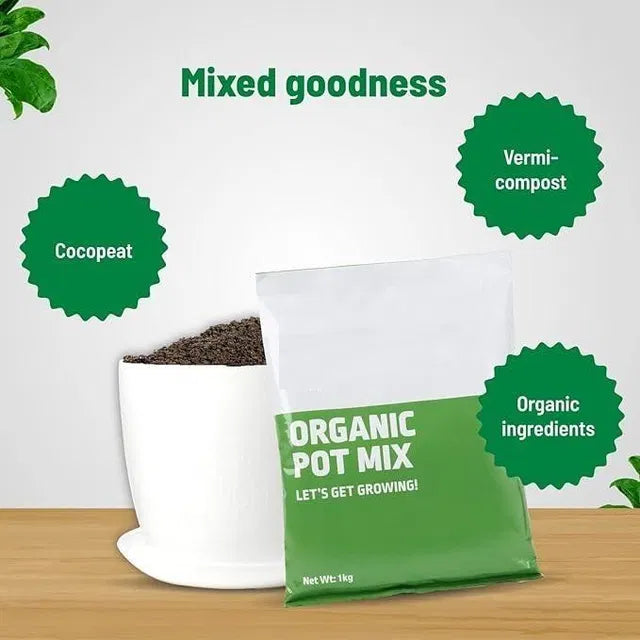 Garden sprayer with organic pot mix 500g from 205 brand, showing the product container and garden application setup.