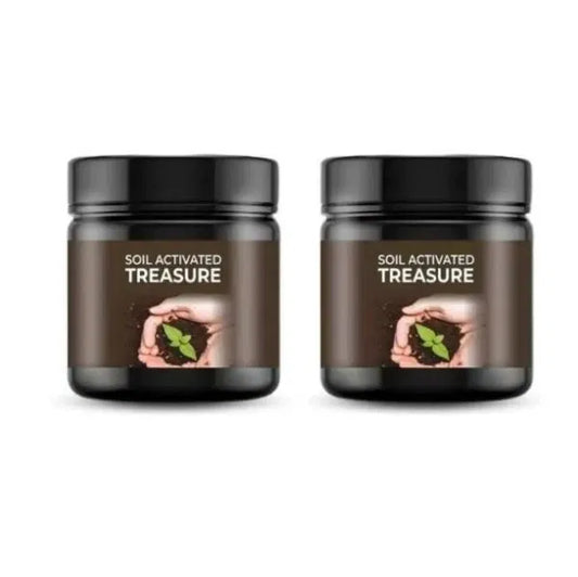 Two packs of 200g Soil Activated Treasure Premium Soil Activator by 205, used to enhance soil fertility and plant growth.