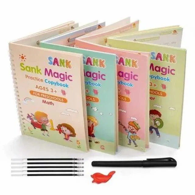 Set of 4 Magic Practice Copybooks with 10 refill sheets from 22123, designed for magic kit practice and performance.