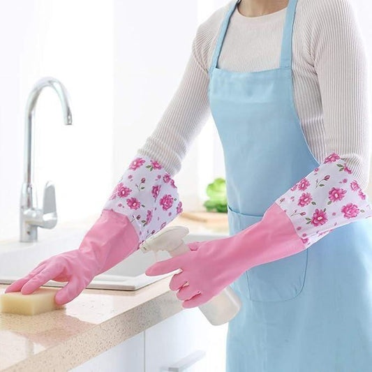 Multicolor multipurpose cleaning gloves with lining, 22927 brand, suitable for household cleaning tasks, close-up view
