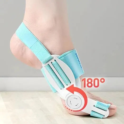 Adjustable toe straightener for men and women, displayed alongside women's anklets and toe rings, in a close-up shot.