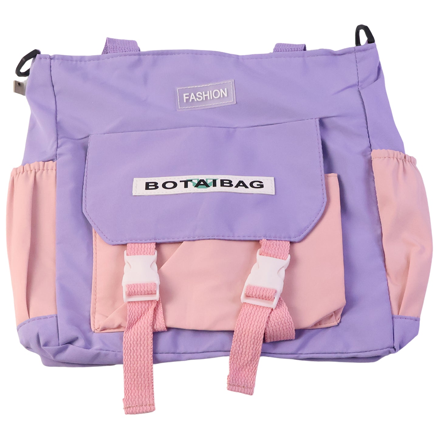 Wukusy trendy multi-pocket shoulder tote sling bag for travel with multiple compartments, black fabric, and adjustable strap.