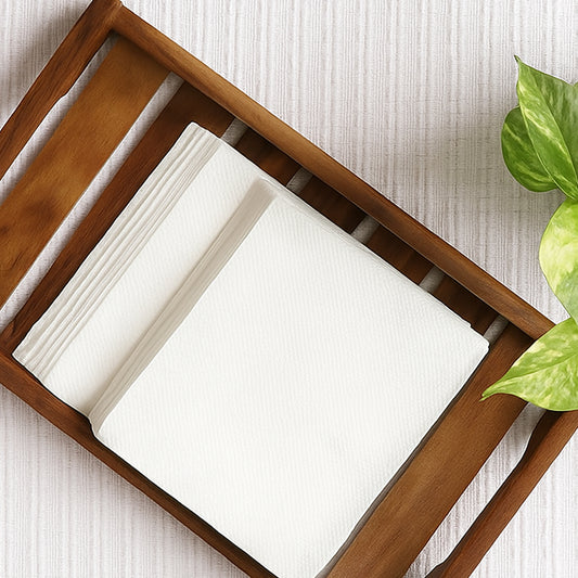 Wukusy soft facial tissue paper napkins set with 50 pieces, white, lightweight, and suitable for facial and hand use.
