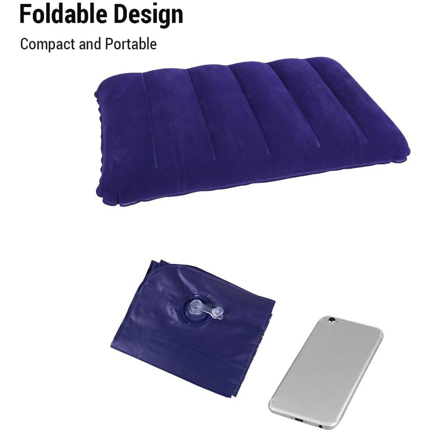 Blue Wukusy 510 Velvet Air Inflatable Travel Pillow for comfortable neck support during travel.