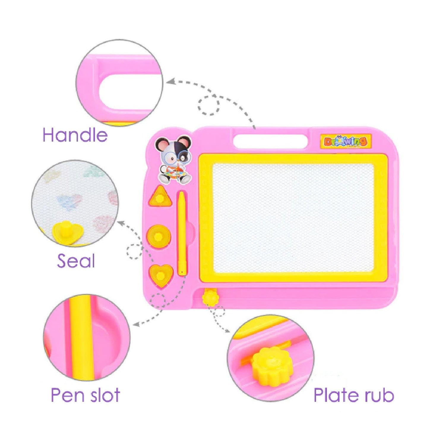 Wukusy 1905 Magic Writer Magnetic Drawing Board for kids, educational toy with colorful drawing surface and magnetic stylus.