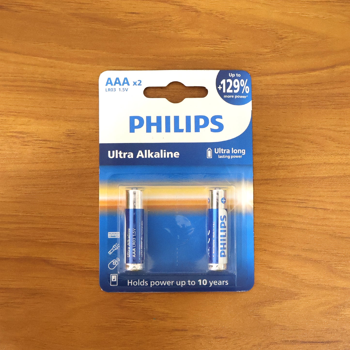 Two Wukusy alkaline AAA batteries with ultra-long-lasting power in a 2-pack, ideal for high-drain electronic devices.