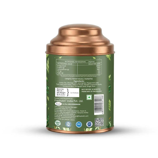 Auraiash Lungs Cleanser herbal tea in a tea pot, supporting respiratory wellness and natural detox with caffeine-free herbal ingredients.