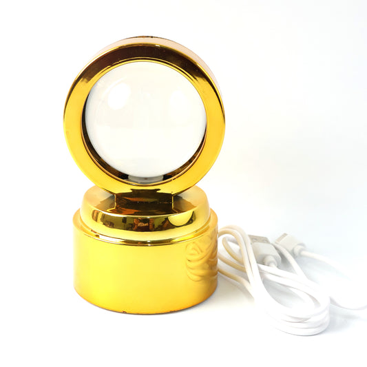 Wukusy Radhe Krishna crystal ball night light for office decor, featuring a detailed Krishna figure illuminated inside the glass sphere