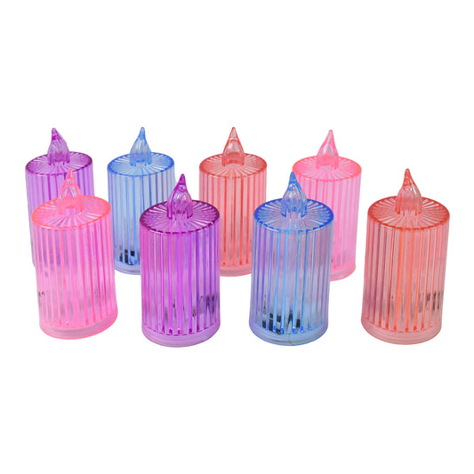 Set of 8 Wukusy decorative flameless LED electronic candles for home decor, with warm flickering light and realistic candle design.