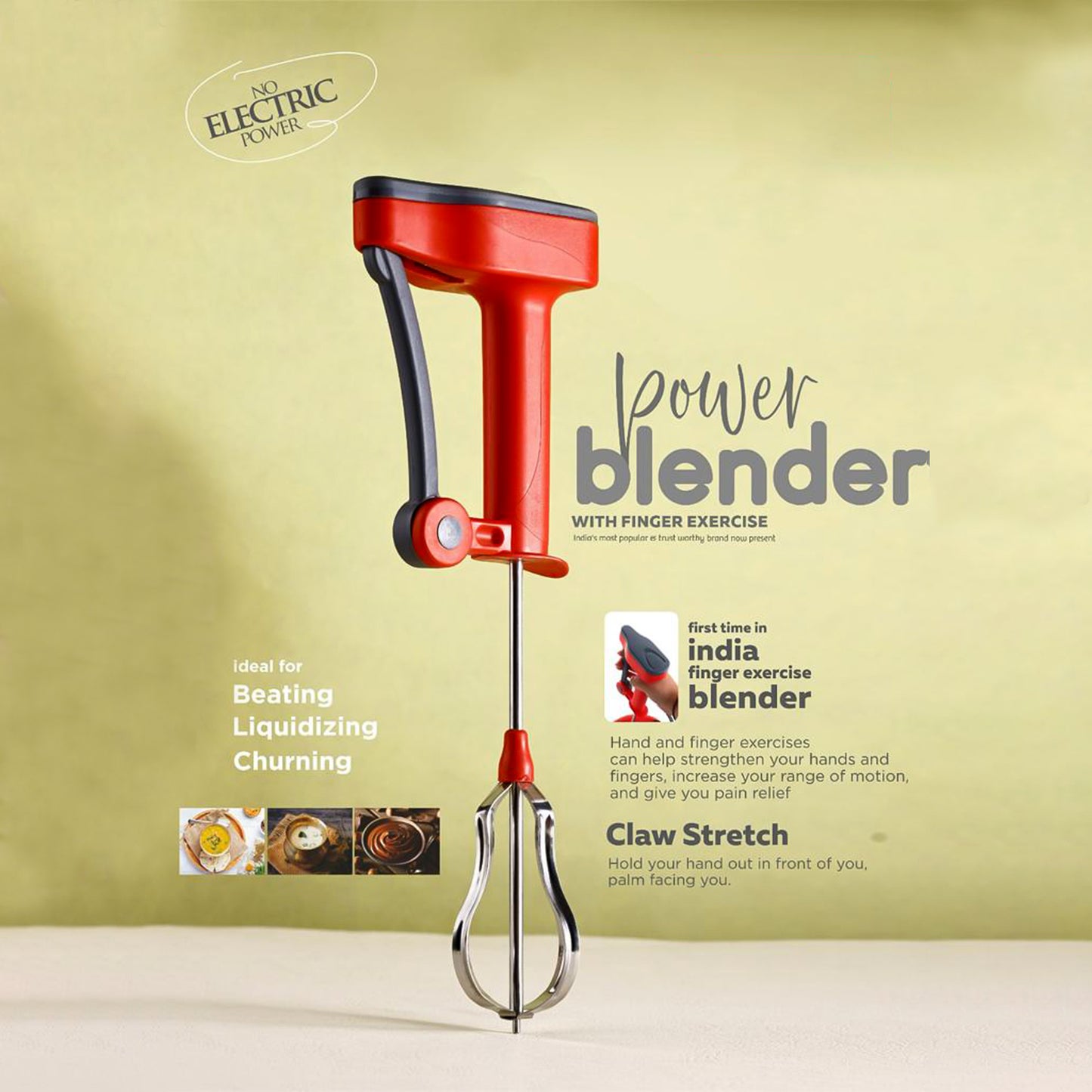 Wukusy Supermom multi-function power blender for liquidizing, beating, and churning in a home kitchen setting.