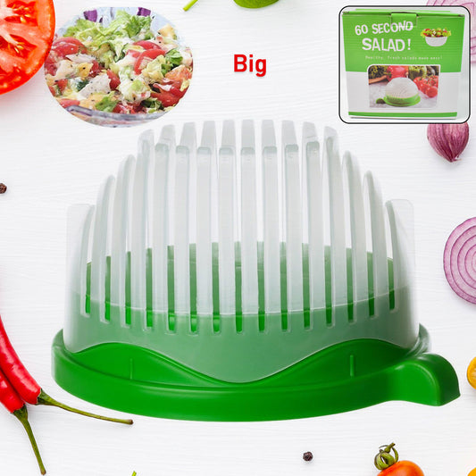 Wukusy plastic 60 seconds salad cutter and maker with bowl, designed for quick and easy salad preparation at home.