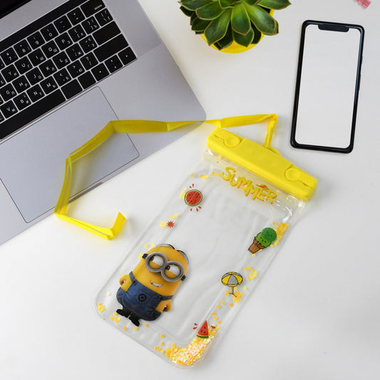 Wukusy waterproof mobile pouch with belt, large dustproof rain cover, transparent plastic case for Android and iPhone models.