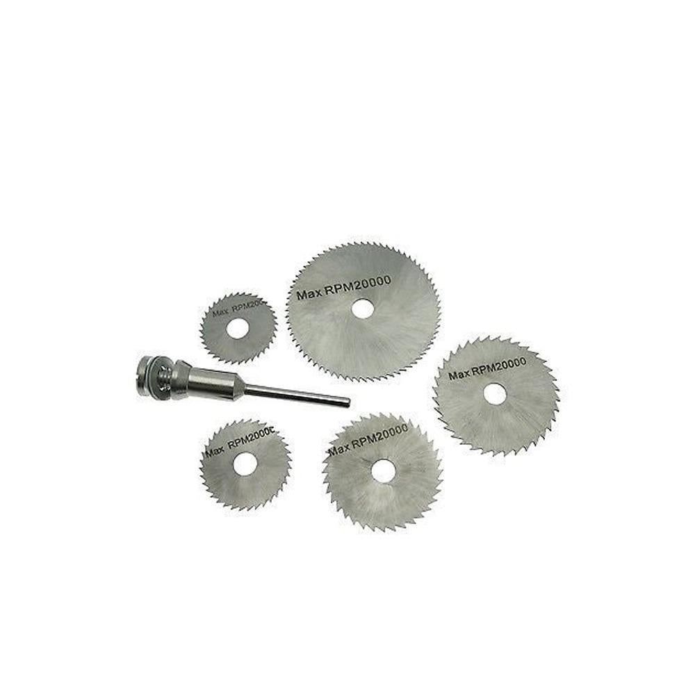 Six-piece set of Wukusy metal HSS circular saw blades for rotary tools, ideal for precise cutting in power and hand tools.
