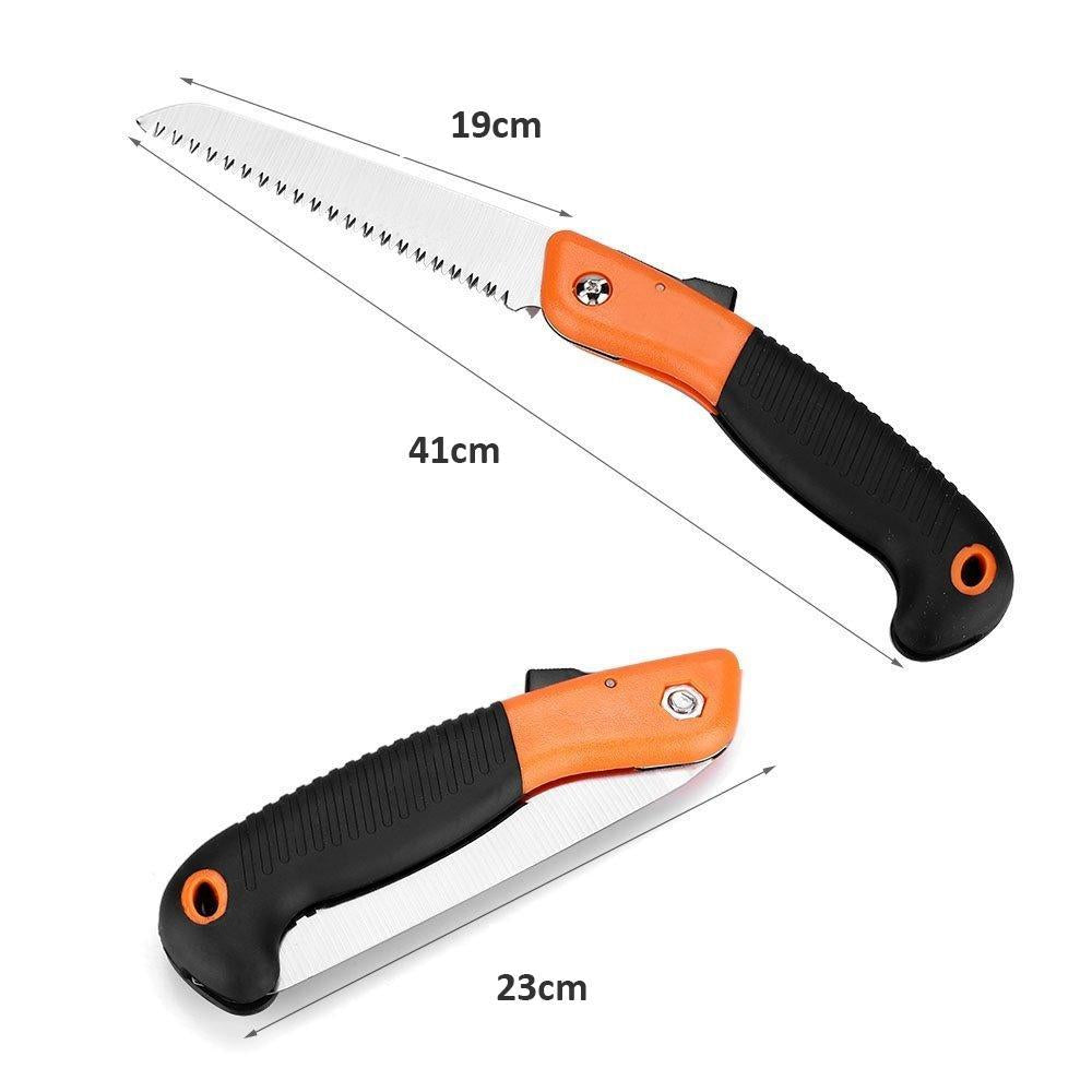 Wukusy 464 folding saw with 180mm blade for pruning, trimming, camping, shrubs, and woodworking.