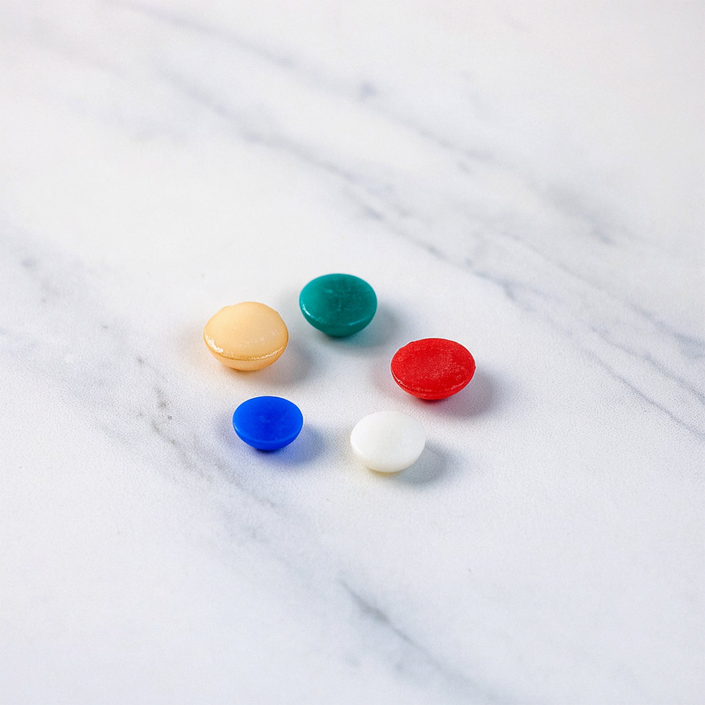 Set of five premium Panch Ratna stones for home improvement by Wukusy, displaying colorful polished gemstones.