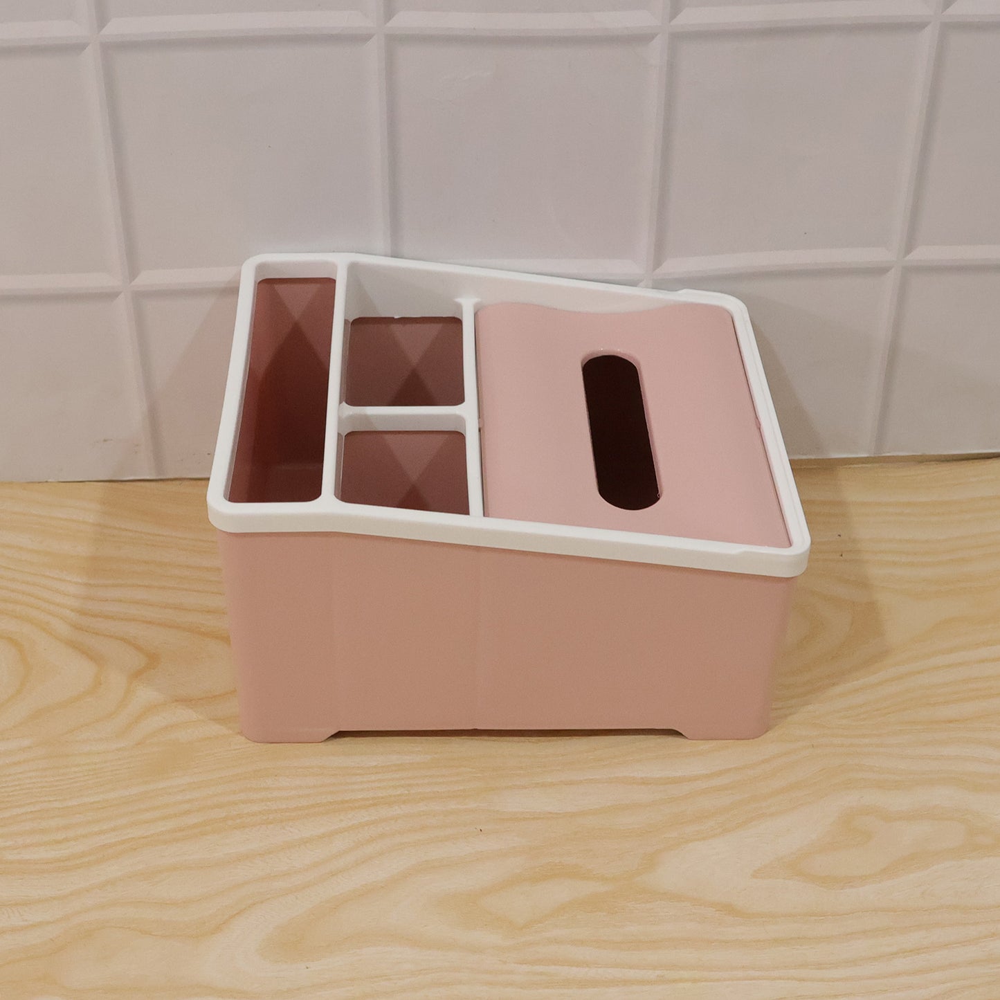 Wukusy plastic multipurpose storage organizer box with multiple compartments for organizing small items and accessories.