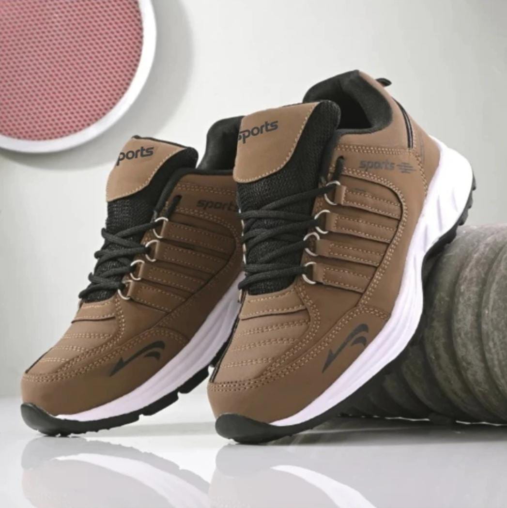 Brown men's sports shoes by Drpshippr featuring athletic design and breathable material, ideal for outdoor activities.