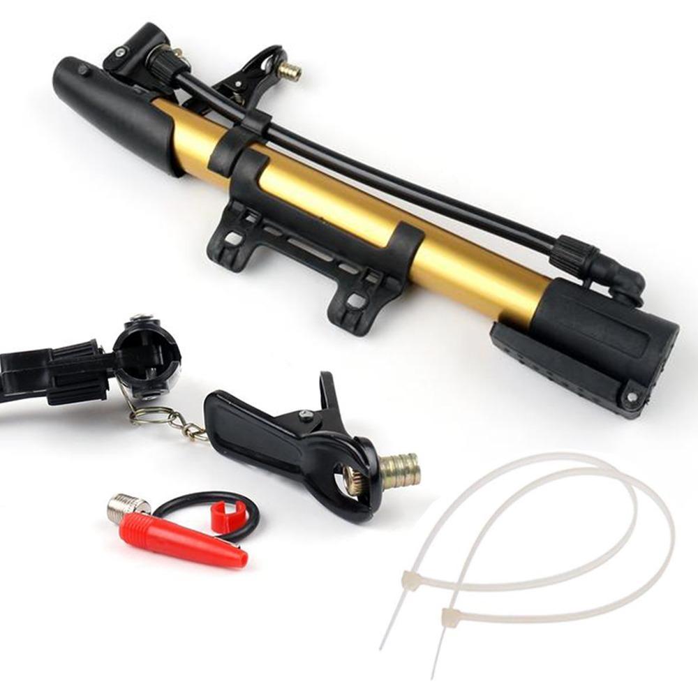 Wukusy 544 aluminum mini bicycle air pump in multicolor, compact automotive pump with handle and pressure gauge.