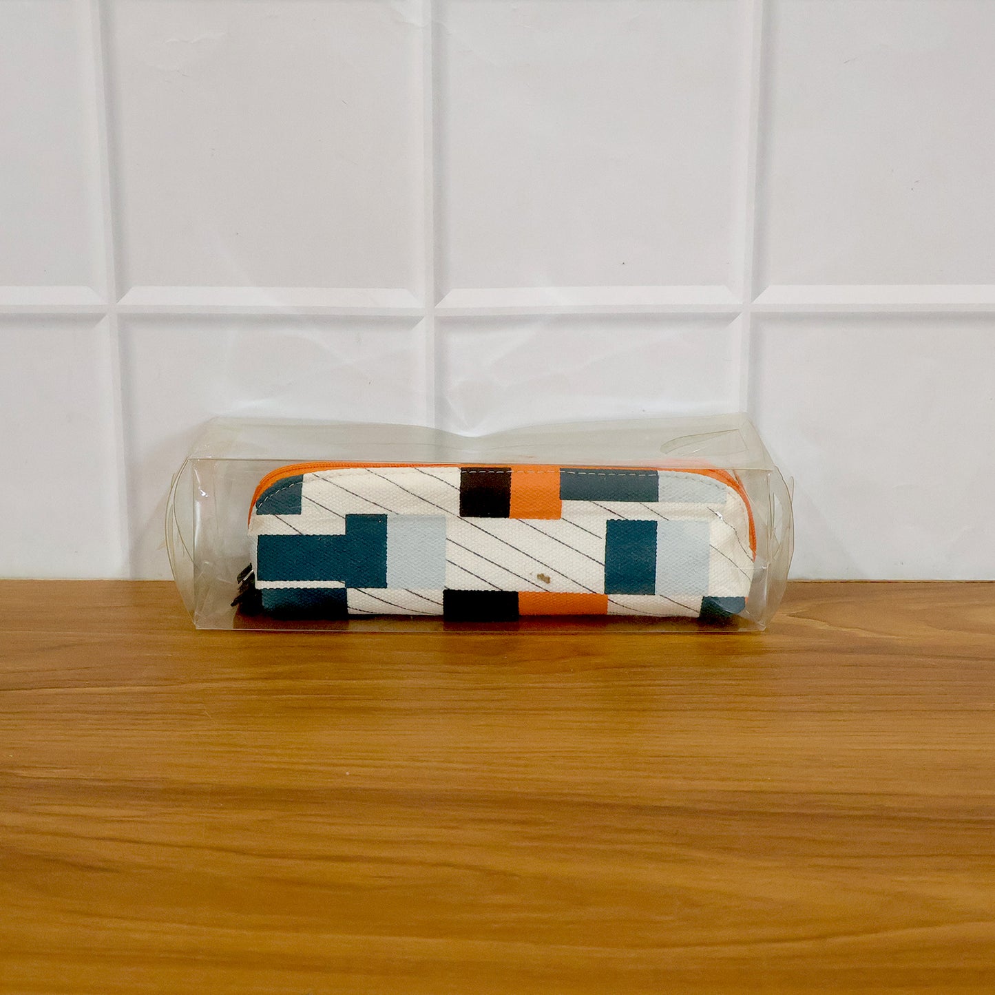 Wukusy designer fabric zipper pencil pouch with colorful pattern, compact and ideal for stationery storage.