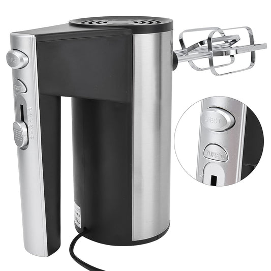 Wukusy Orbit stainless steel electric hand mixer with 450W motor, featuring beaters and speed control for home kitchen use