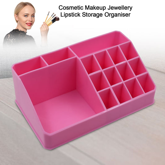 Wukusy makeup organizer with drawer, plastic cosmetic storage box for lipstick, skincare products, and beauty accessories.