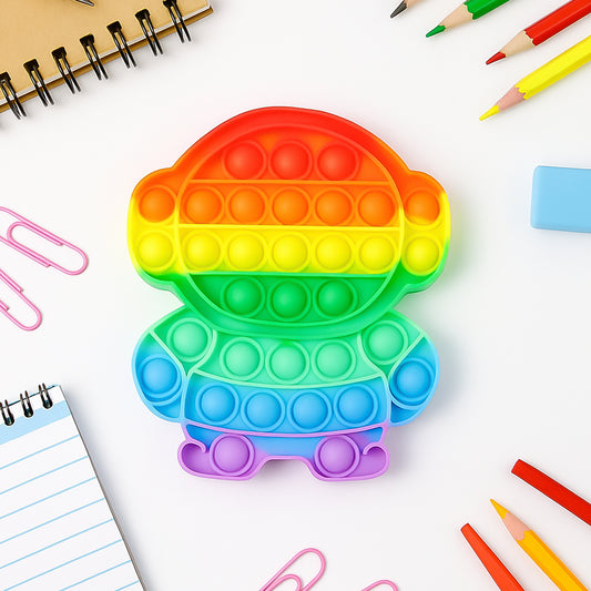 Wukusy Premium Astronaut Silicone Pop It Fidget Toy, colorful space-themed silicone bubble popper for stress relief and sensory play.