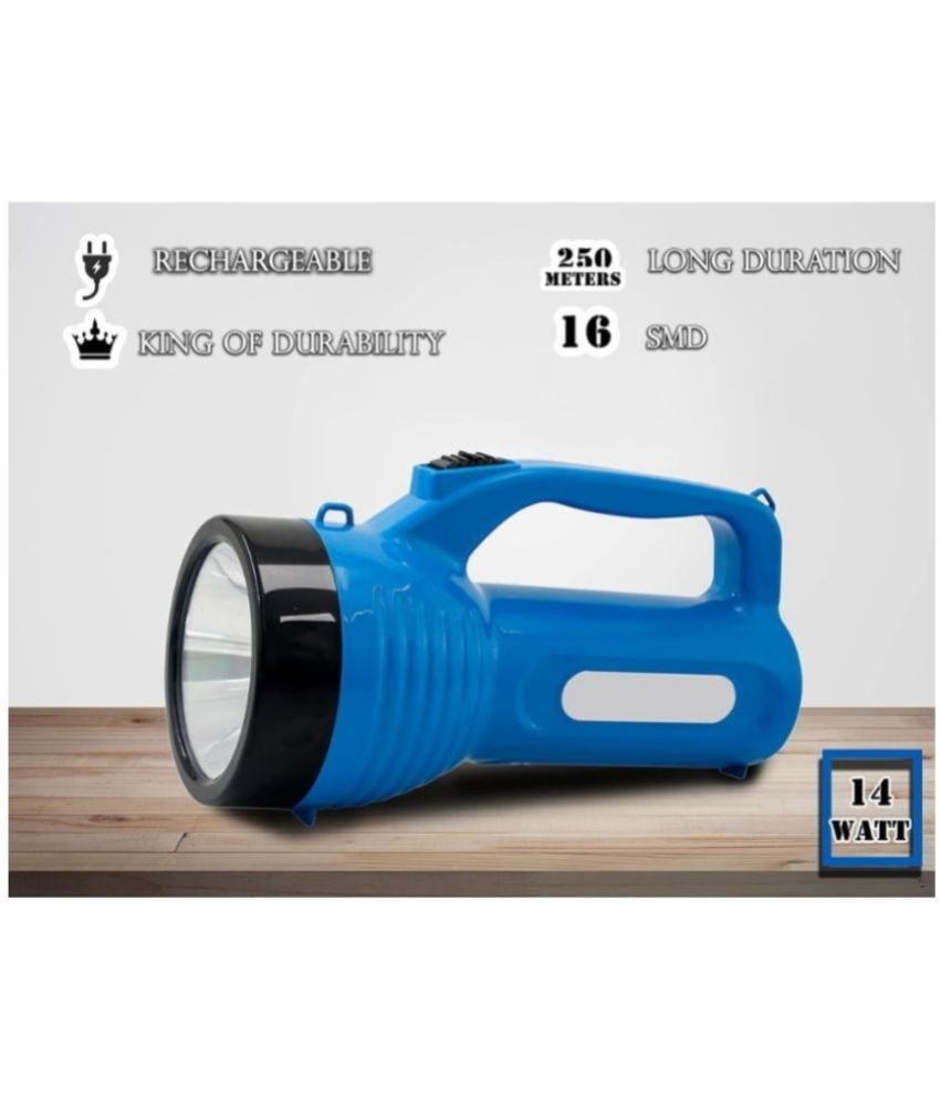 Charkee 16W LED high-power rechargeable searchlight with built-in flashlight, white emergency light, pack of 1.
