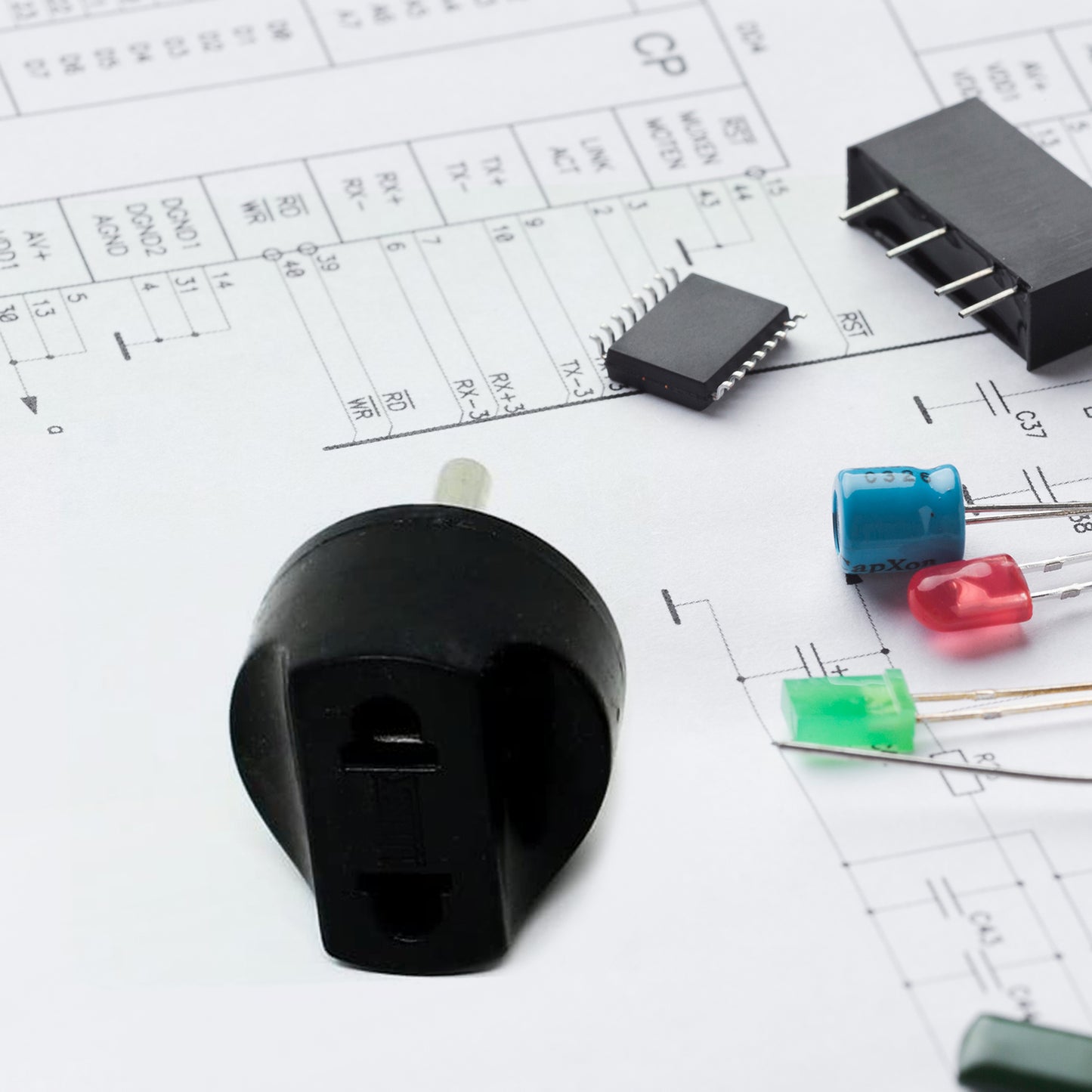 Wukusy 2-pin 4 Amp electrical converter plug with color box, showing the compact 2-pin adapter for electrical connections.