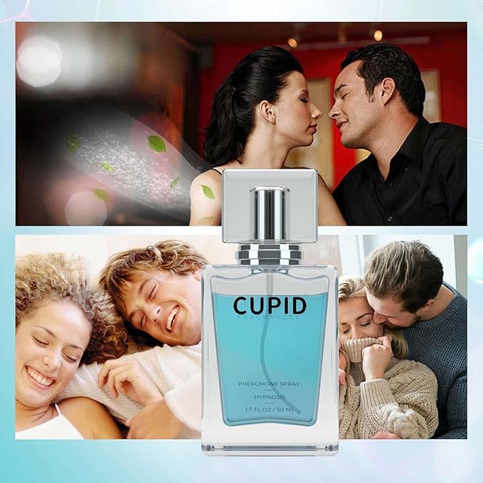 Blue 50ml Cupid Ittar Cologne for Men by 8699, featuring sleek bottle design and fragrance label with gold accents.