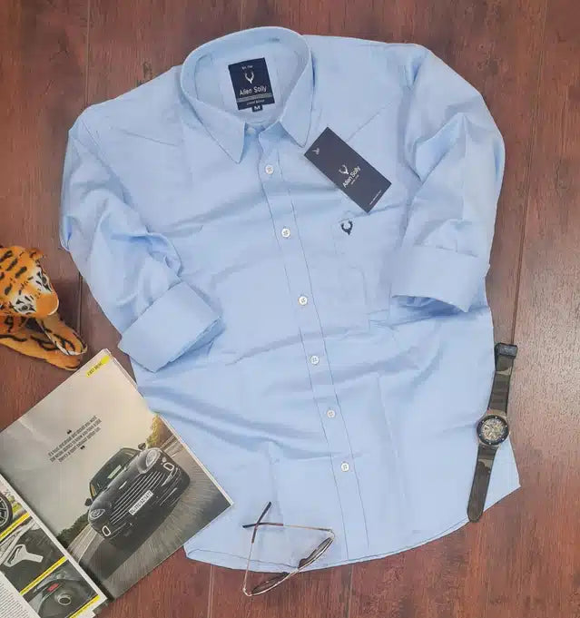 Sky blue full sleeves men's shirt by 8969, casual style, size M, shown on a hanger.