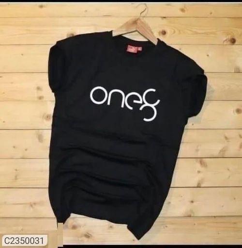 Black men's regular fit T-shirt by 8969, showing front view with short sleeves and crew neckline in size L.