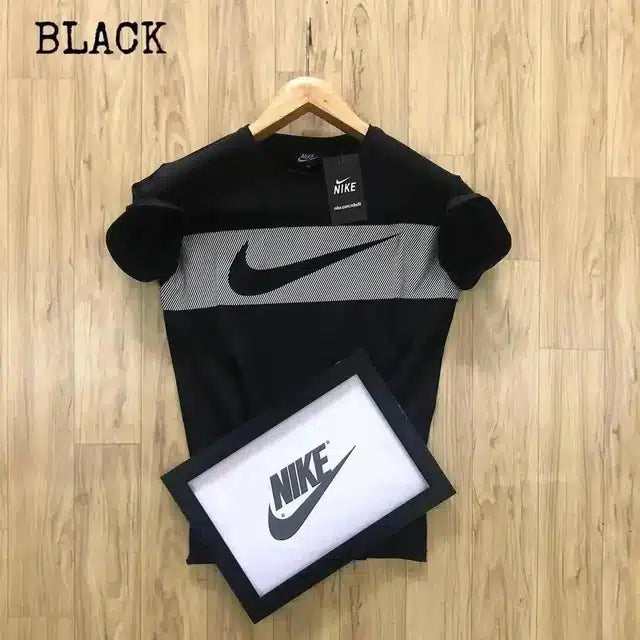 Black men's round neck T-shirt by 8969, size XL, made from soft fabric, casual style, displayed flat with short sleeves.