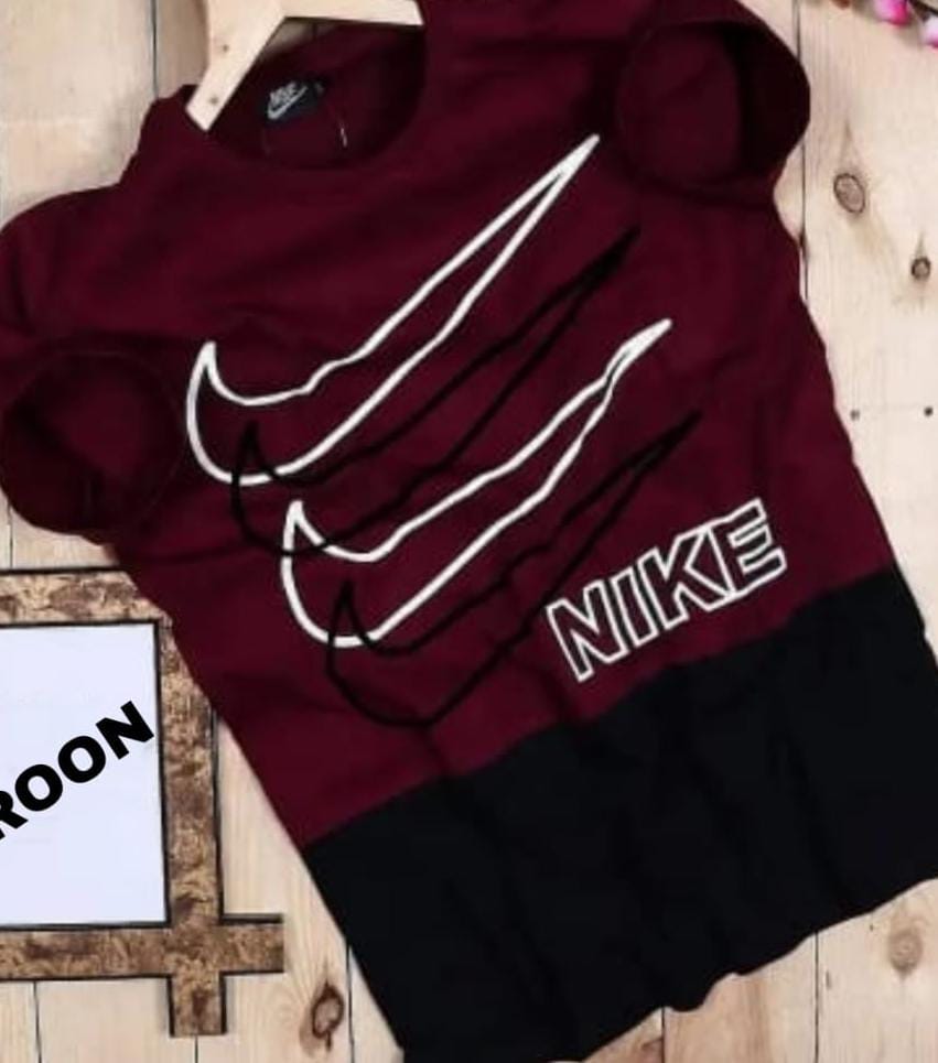 Men's Nike trending T-shirts in brown and black, size S, casual fit, soft fabric, displayed laid flat with front view.