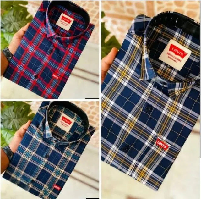 Set of three men's check shirts from 8969, featuring multicolor patterns, casual fit, and comfortable fabric.