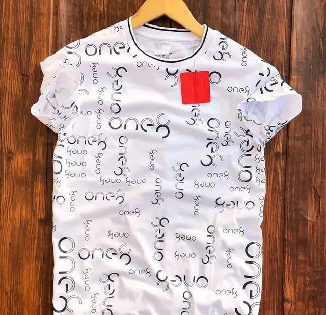 White men's T-shirt from the 8969 brand, casual fit with short sleeves and round neckline, displayed on a plain background.