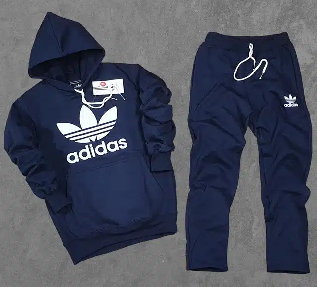Navy blue fleece hooded tracksuit for men in XXL size by 8969, featuring a comfortable hooded top and matching bottoms.