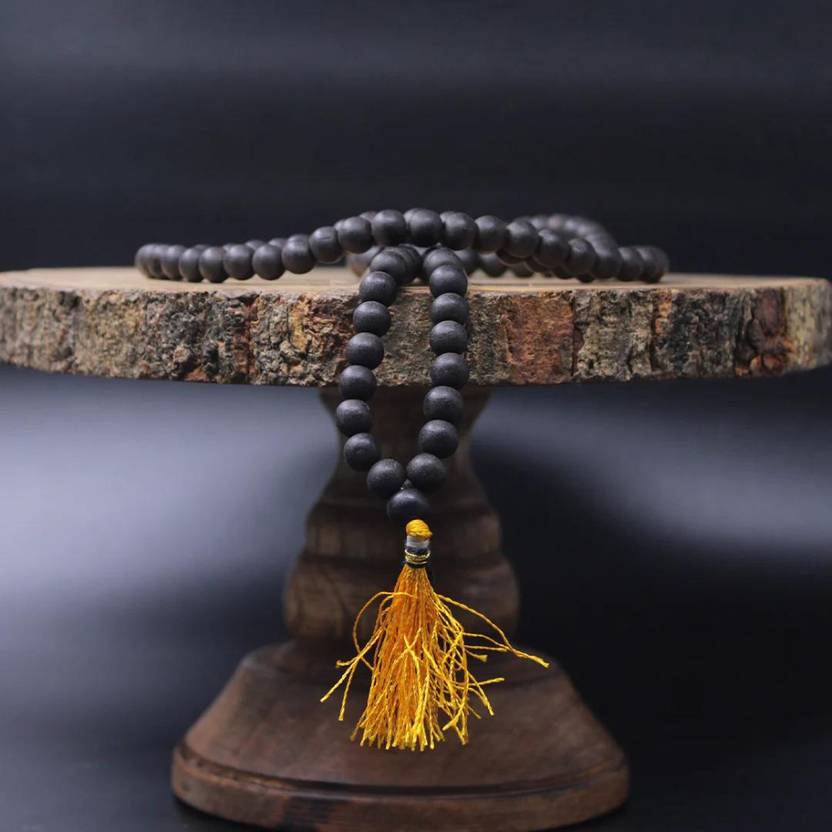 Original Karungali Malai religious mala with 108 ebony wood beads, 8mm Jaap Mala wood necklace for prayer and meditation.