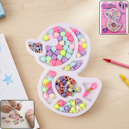 Wukusy DIY kids beading jewelry making craft kit with colorful beads and tools for children to create handmade jewelry.