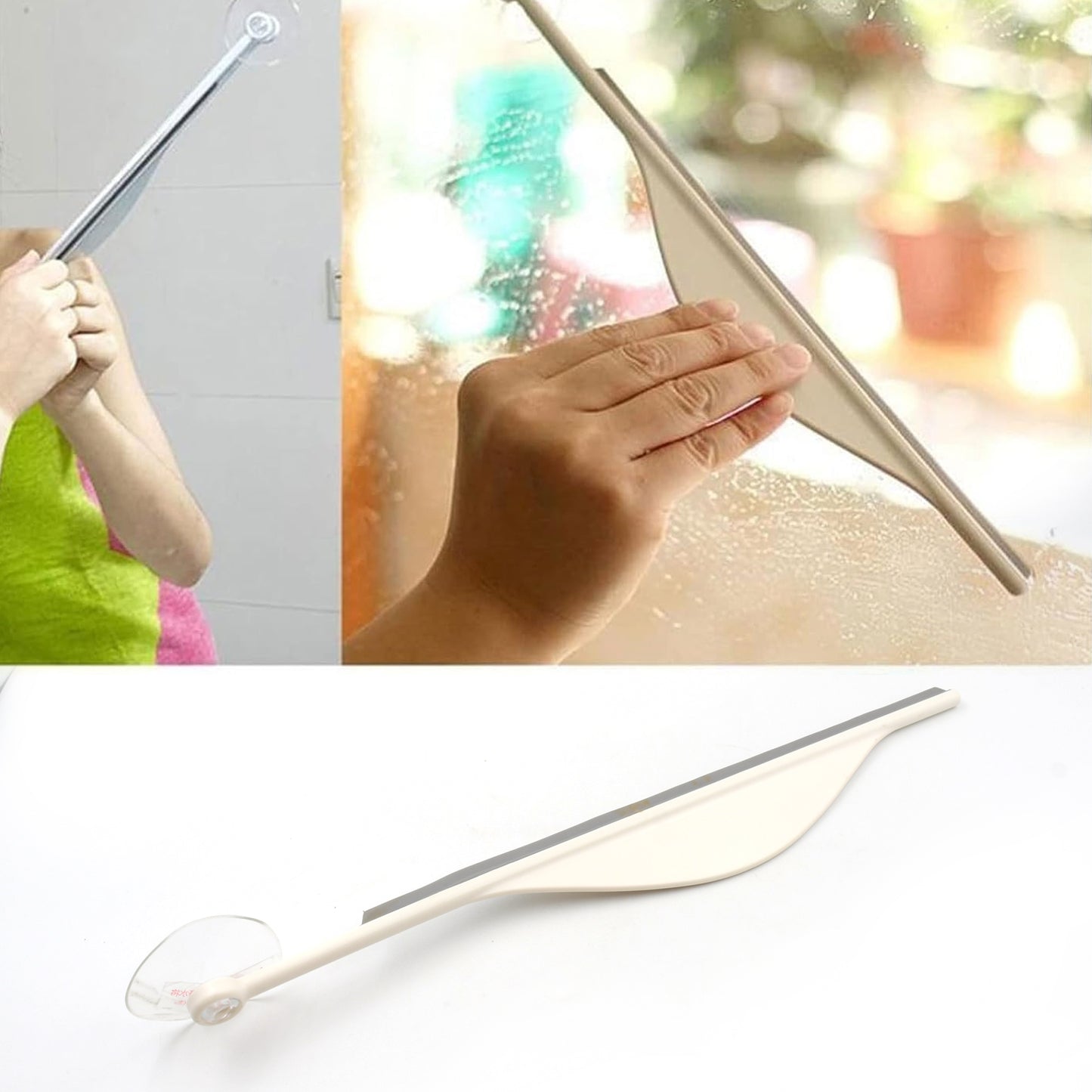 Wukusy shower glass squeegee cleaning bathroom mirror and window glass for steam and water spots, flat design, home improvement tool.